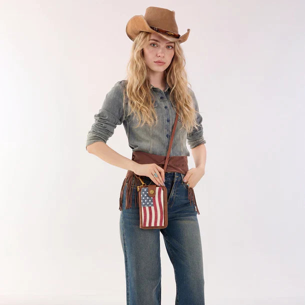 American Flag RFID Crossbody Phone Wallet