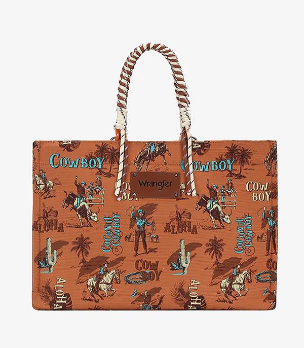 Wrangler Cowboy Dual Sided Print Canvas Wide Tote