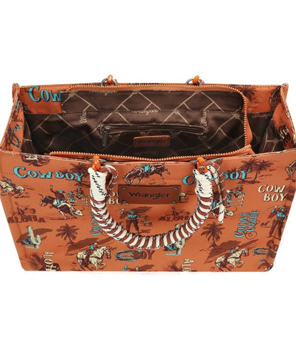 Wrangler Cowboy Dual Sided Print Canvas Wide Tote