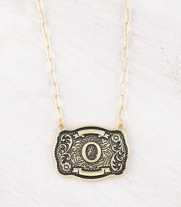 Western Buckle Initial Gold Necklace