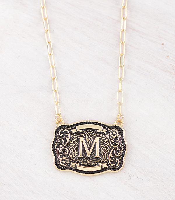 Western Buckle Initial Gold Necklace
