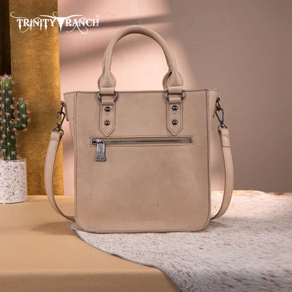 Trinity Ranch Floral Tooled Tote Crossbody Bag