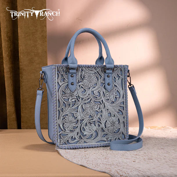 Trinity Ranch Floral Tooled Tote Crossbody bag