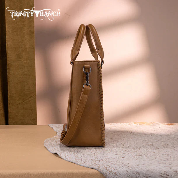 Trinity Ranch Floral Tooled Tote Crossbody Bag