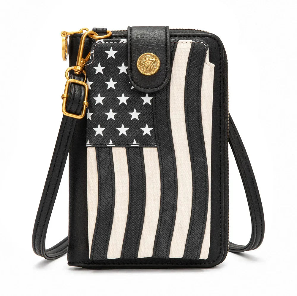American Flag RFID Crossbody Phone Wallet