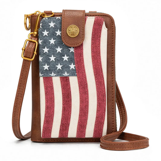 American Flag RFID Crossbody Phone Wallet