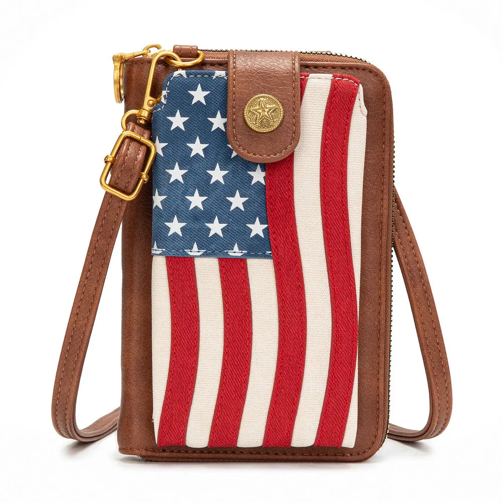 American Flag RFID Crossbody Phone Wallet
