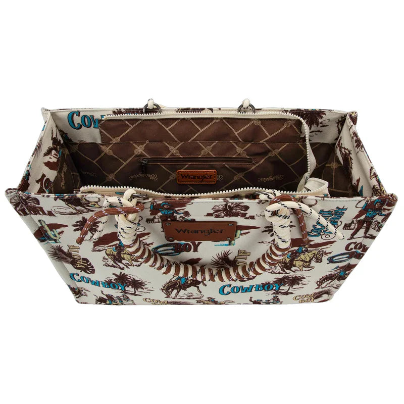 Wrangler Cowboy Dual Sided Print Canvas Wide Tote