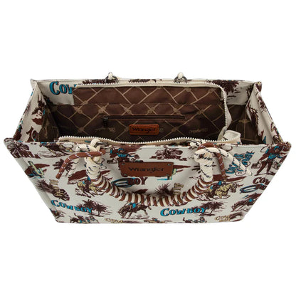 Wrangler Cowboy Dual Sided Print Canvas Wide Tote